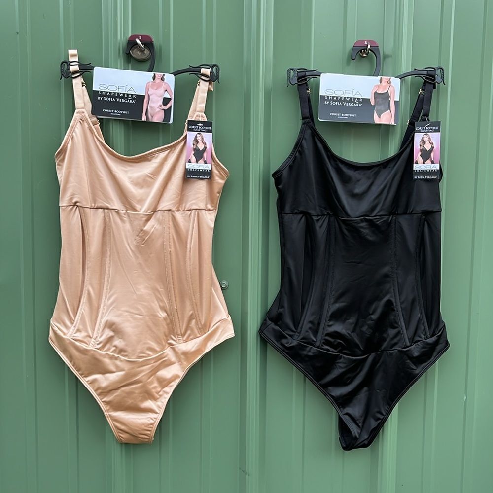 Women's Satin Sculpting Shapewear Corset Bodysuit 2-Pack Size S